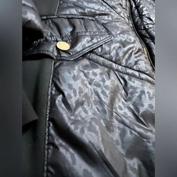 Michael Kors Womens Down Puffer Coat, Black w/leopard Print Size 2XL RN 79675 - Picture 5 of 15